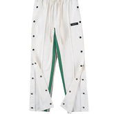 Striped Side Button Patchwork Sweat Pants